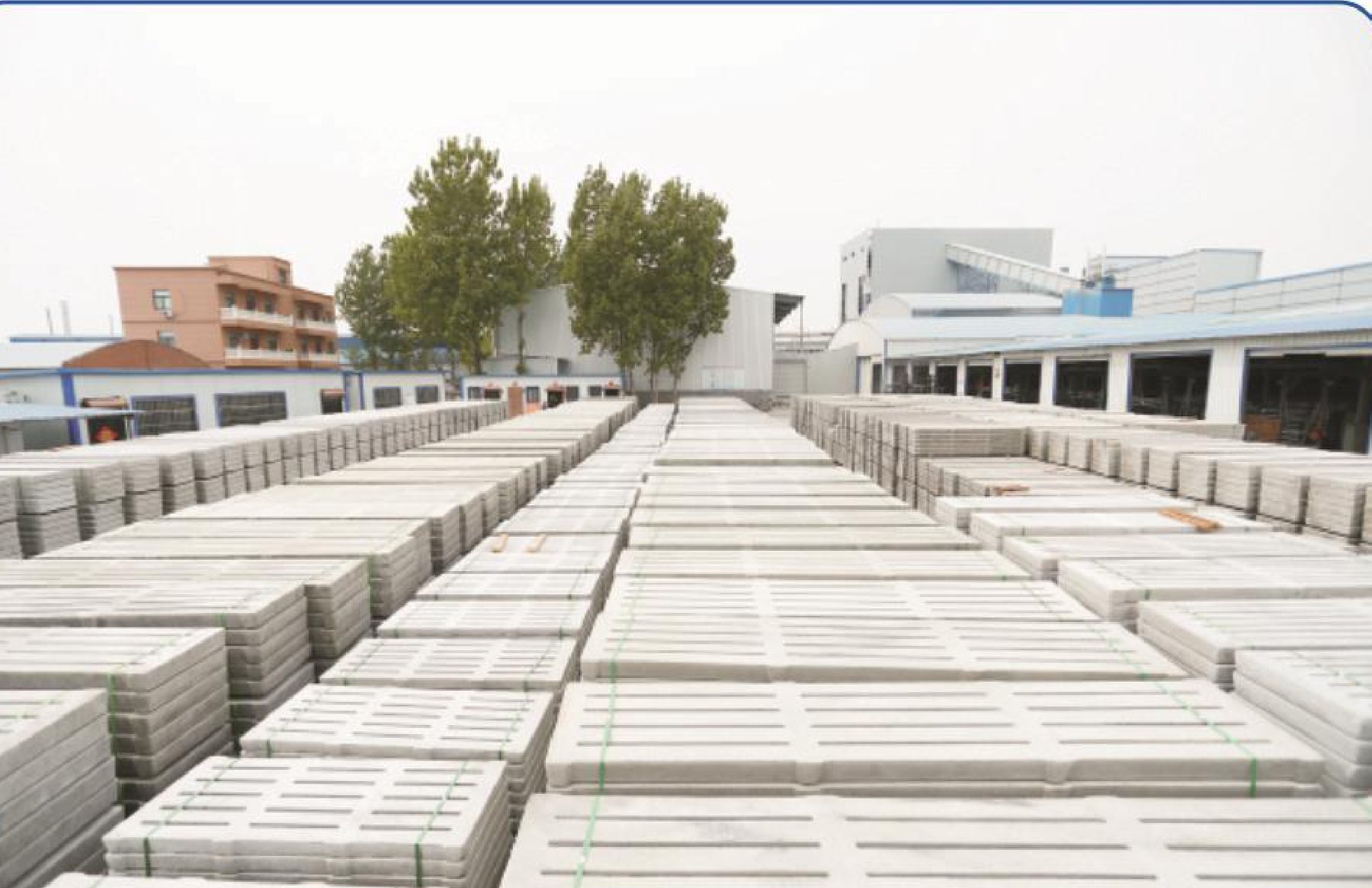 Concrete slats curing in the yard